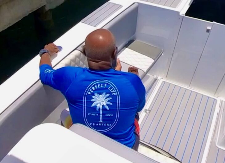 Captain John Cornelius preparing Perfect Life Charters’ Xplorer to welcome guests for their snorkeling trip, sunset cruise, or water taxi.