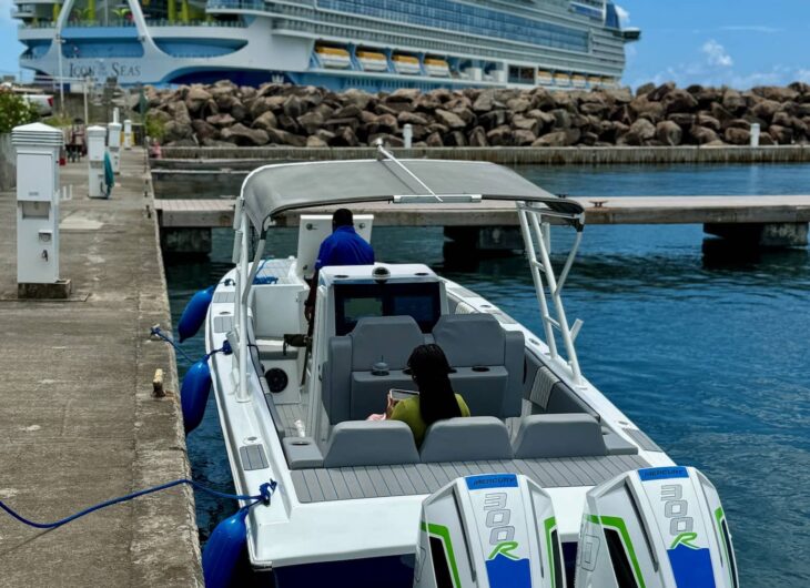 Perfect Life Charters’ Xplorer docked and prepared for a snorkeling trip, sunset cruise, or water taxi adventure.